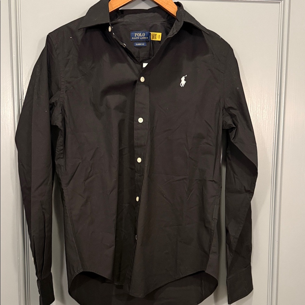 Polo by Ralph Lauren Black Long-Sleeve Button-Down Shirt with White Pony